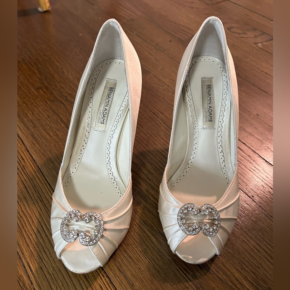 Benjamin Adams WINSLET Ivory Silk Leather Swarovski Crystal Bridal Shoes